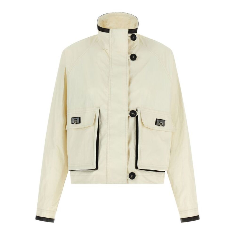 Ferragamo White Linen Full-Length Women's Jacket
